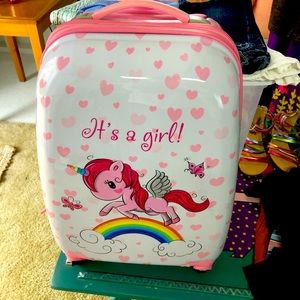 Girls hardside roller luggage and back pack